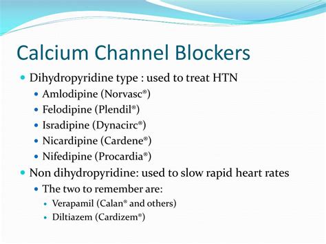 calcium channel blockers list uk